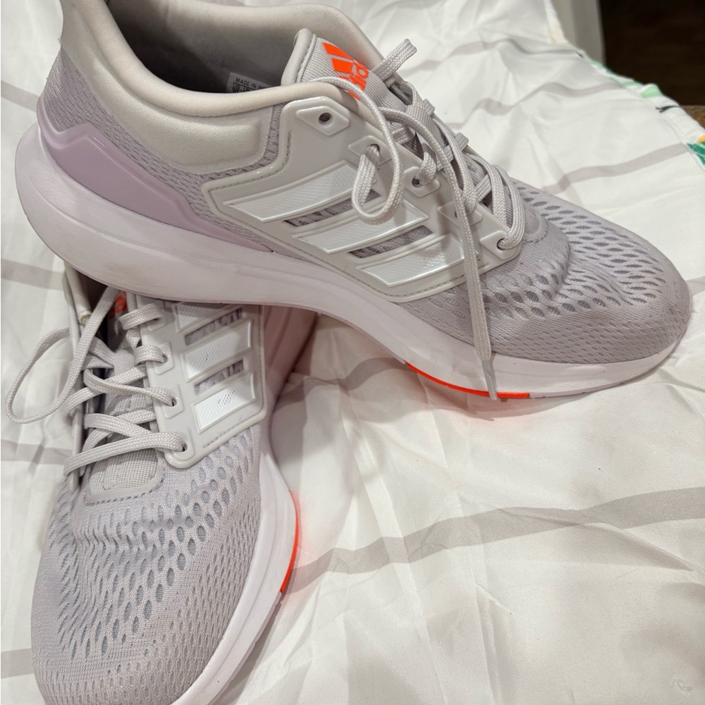 Adidas Women's Light Gray and White Sneakers